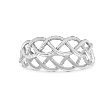 Celtic Braided Band Infinity Knot Ring Solid 925 Sterling Silver Thumb Ring (7mm)